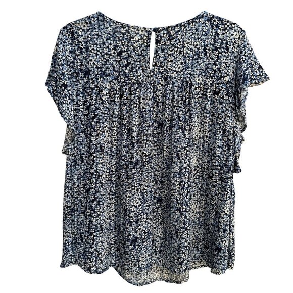 Route 66 Kmart Vintage Womens Blue Floral Flutter Sleeve Boho Shirt Blouse New X - Picture 2 of 9